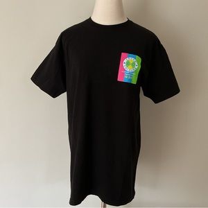 Cross Colours | Neon Flag Logo Black T-Shirt, Medium